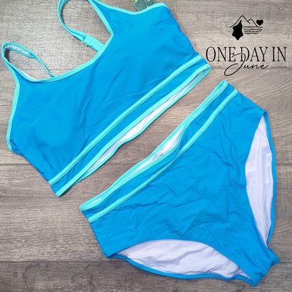 Blooming Jelly High Waist Crop Bikini Swimsuit Size 2XL