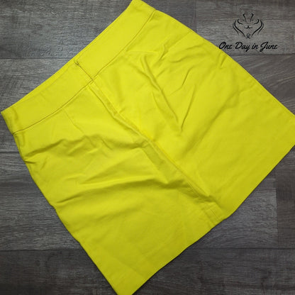 Loft Mini Skirt Bright Yellow Textured Knit Pencil Straight NWT Size 6