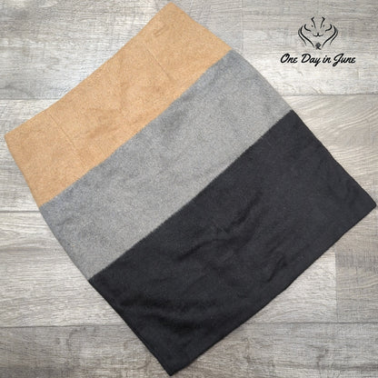 Amanda + Chelsea Modern Fit Colorblock Wool Blend Skirt Gray Black NWT Size S