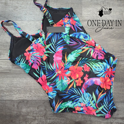 Tempt Me Tropical Tummy Control One Piece Swimsuit Size XL