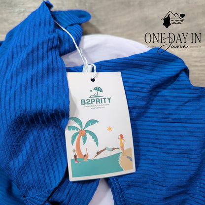B2Prity Ribbed Cut Out Cross Front One Piece Swimsuit Size 2XL