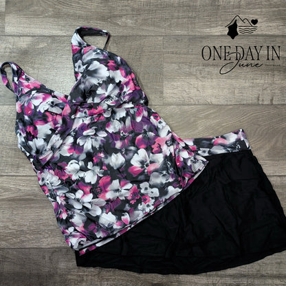 Talisea Skirted Floral Tankini Swimsuit Size XL