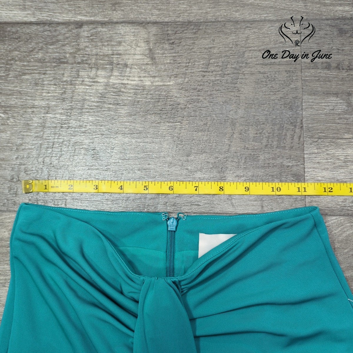 Cinq a Sept Vallory Gathered Midi Skirt Blue Jade Draped Knot NWT Size 0