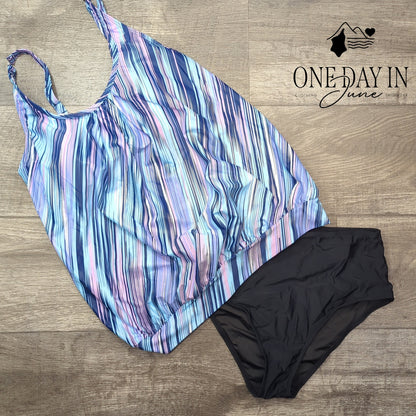 Yonique Blouson Tankini Swimsuit Size M