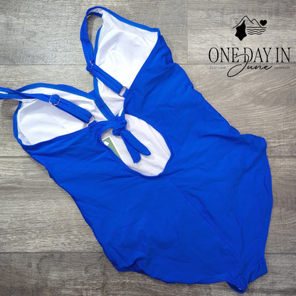 Eomenie Cross Front Tie Back One Piece Swimsuit Size XL