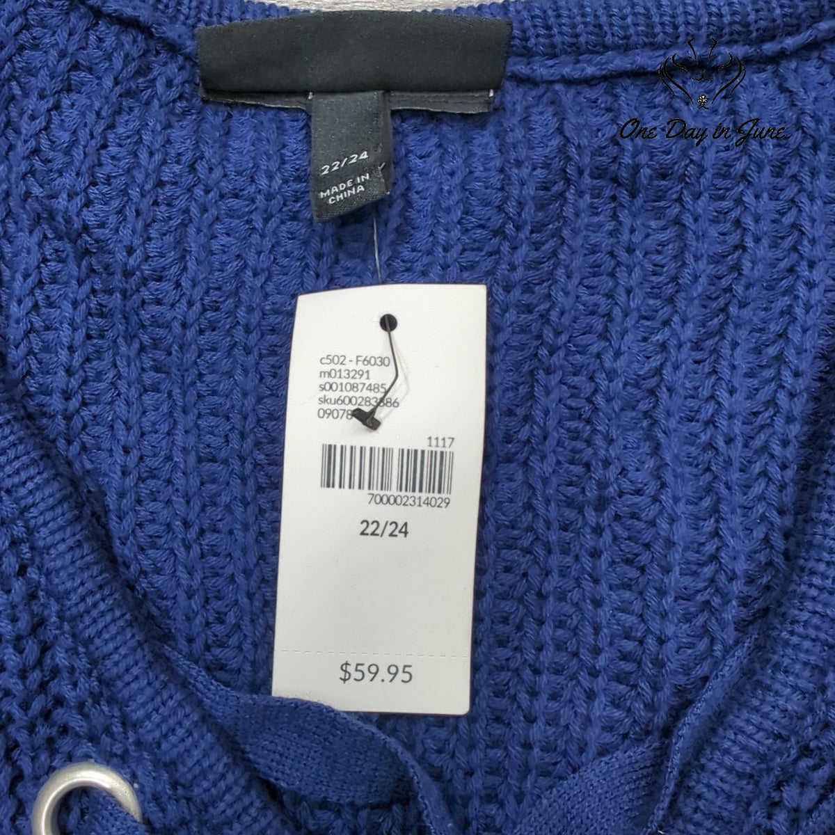 Lane Bryant Lace Up Grommet Knit Sweater Blue Plus NWT Size 22/24