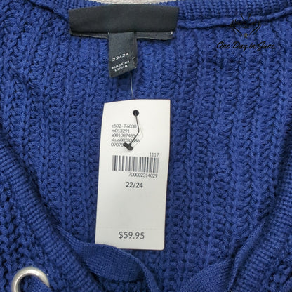 Lane Bryant Lace Up Grommet Knit Sweater Blue Plus NWT Size 22/24