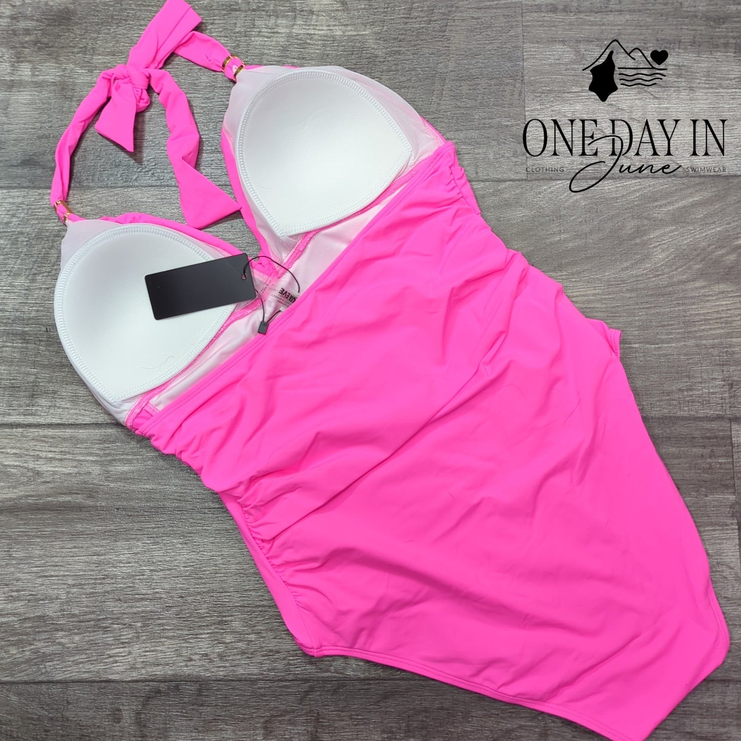 Aqua Eve Halter Tummy Control One Piece Swimsuit Size L