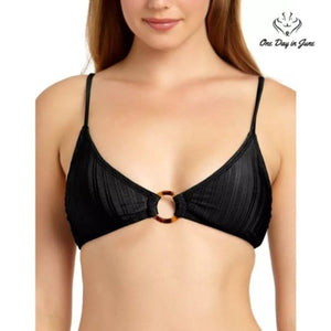 California Waves Juniors' Shiny Ribbed Triangle Bikini Top Size XL