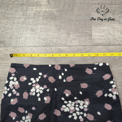 Loft Petite Floral Pencil Skirt Black Pink White Size 0P