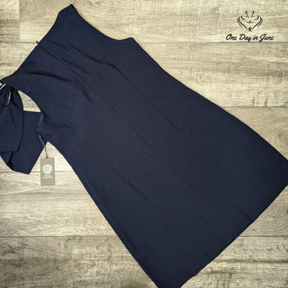 Vince Camuto Shoulder Bow Cocktail Mini Dress Navy Blue NWT $148 Size 10