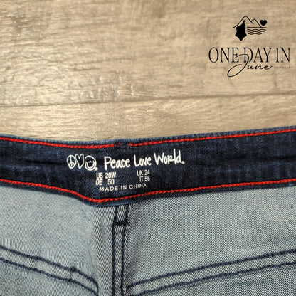 Peace Love World Plus Size Jeans Dark Wash Split Hem Stretch Denim NWT Size 20W