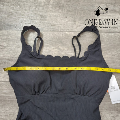 Charmo Scallop Edge Ribbed One Piece Swimsuit Size M