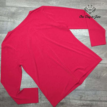 Talbots Twist Front Top Size L Red Long Sleeve Draped Stretch Blouse NWT Size L