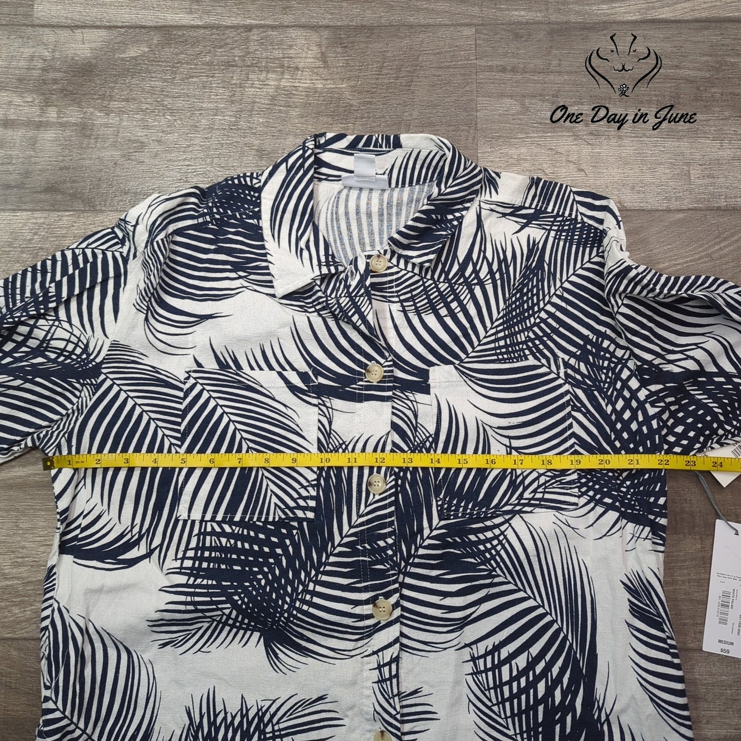 Liz Claiborne Button Front Long Sleeve Linen Top Size M