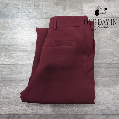 Anthropologie Sasha High Rise Pleated Ankle Pants Burgundy Button Fly NWT Size 0