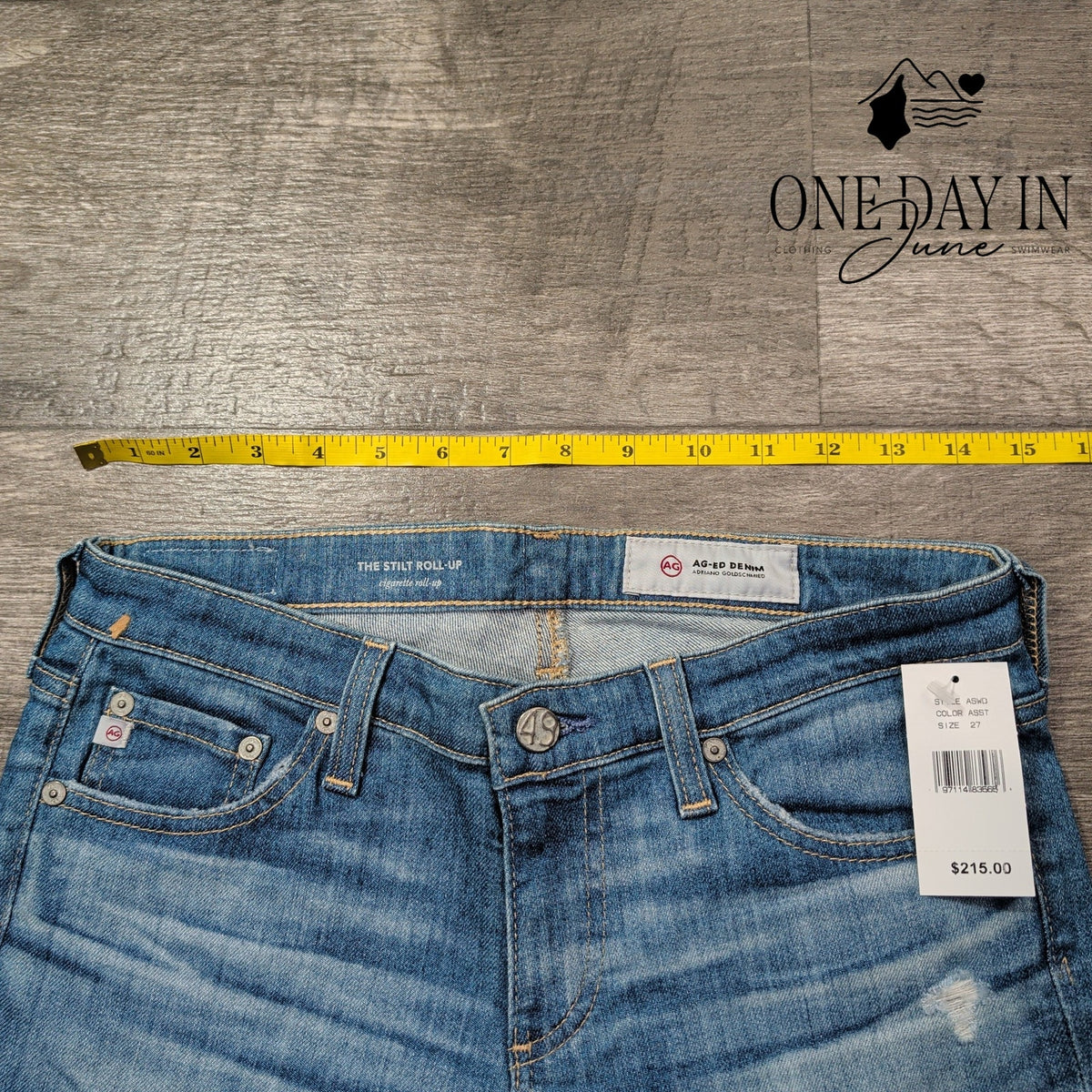 AG Adriano Goldschmied The Stilt Roll Up Distressed Cigarette Jeans NWT Size 4