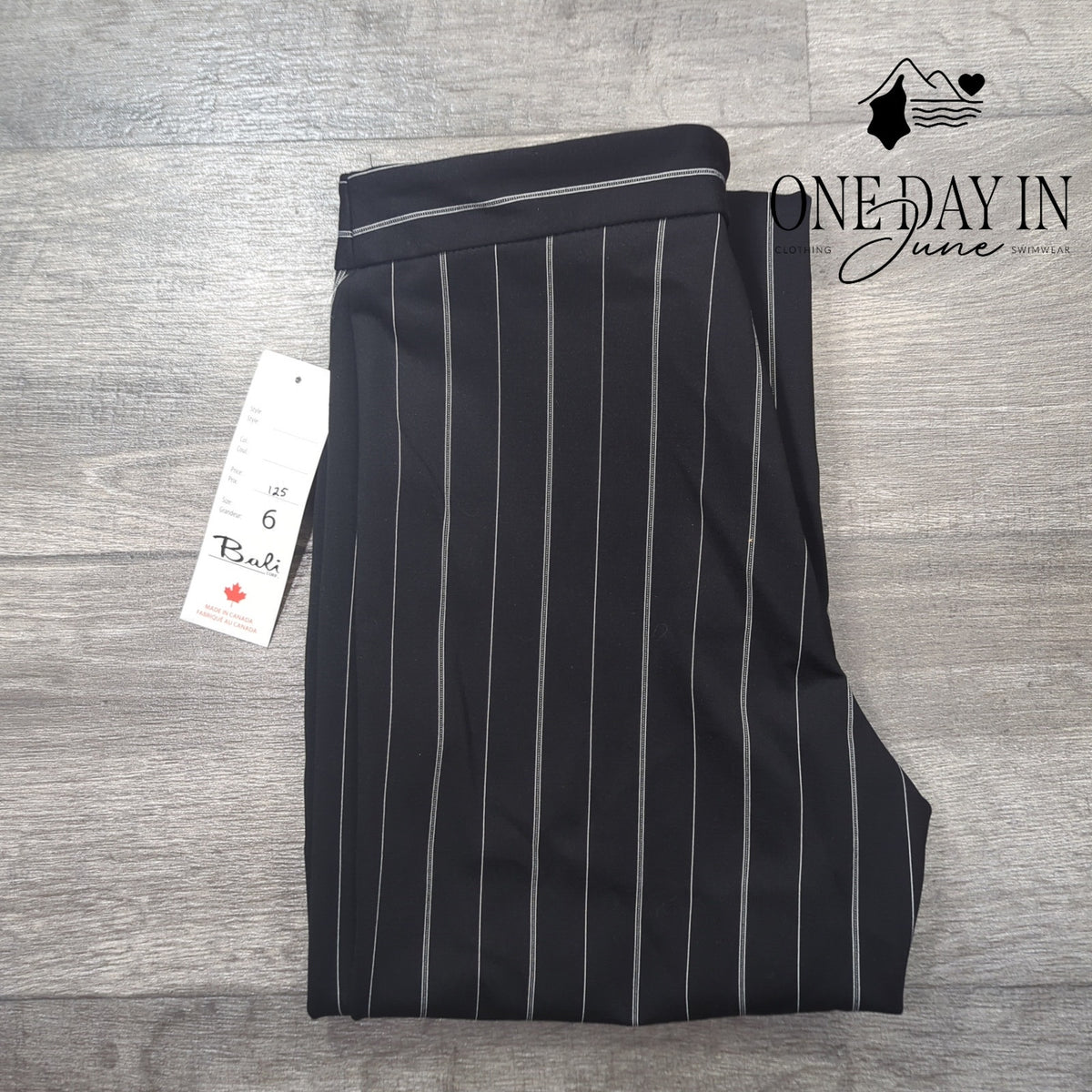 Bali Corp Pinstripe Straight Leg Dress Pants Black White NWT Size 6