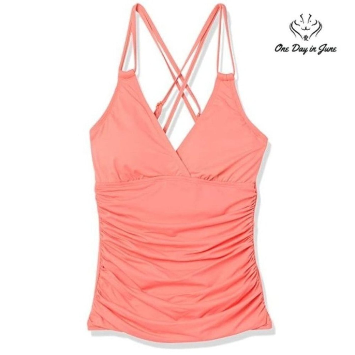 La Blanca Island Goddess Underwire Cross Back Tankini Top Size 0