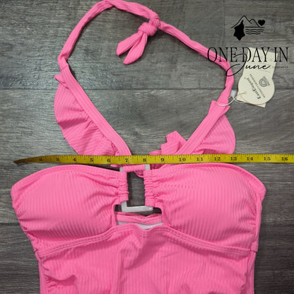 East Elegant Ribbed Ring Cutout Maternity One Piece Swimsuit Size S