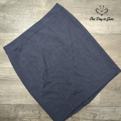 Loft Tailored Mini Skirt Blue Gray Back Zip NWT $54.99 Size 8