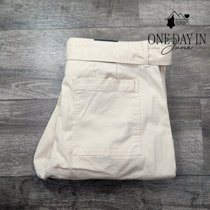 Banana Republic Belted Cropped Cargo Pants Ivory Cream NWT Size 16