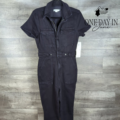 Good American Fit For Success Denim Jumpsuit Black NWT $199 Size L