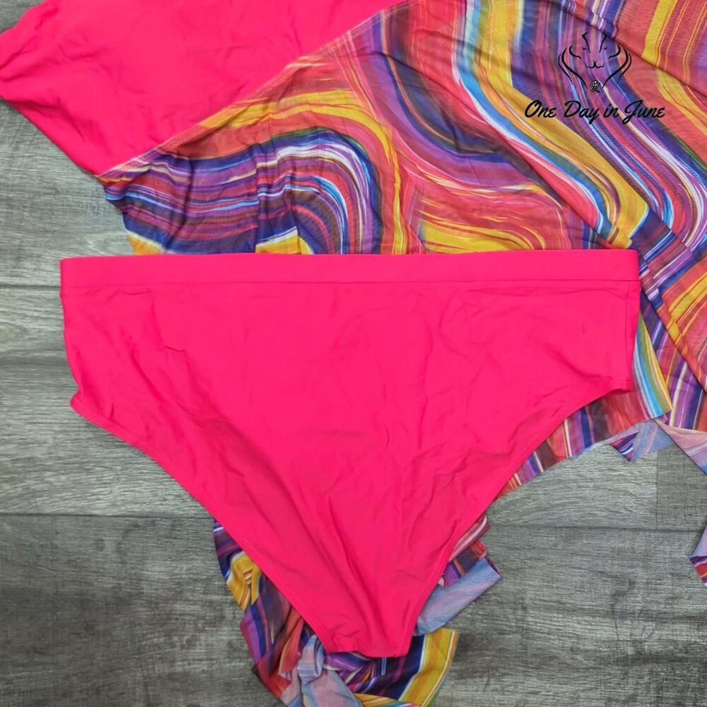 Bidaso One Shoulder Ring Swimdress Tankini Swimsuit Size 4XL