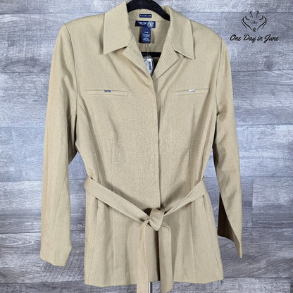 Venezia Jeans Hidden Button Basic Belted Jacket Size 14/16