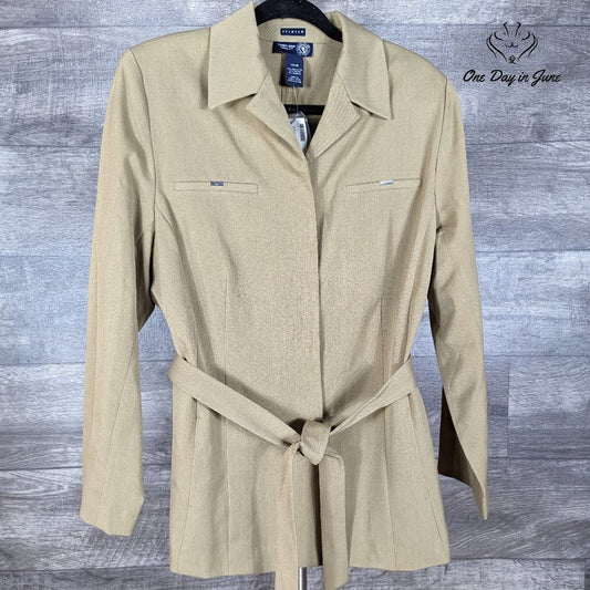 Venezia Jeans Hidden Button Basic Belted Jacket Size 14/16