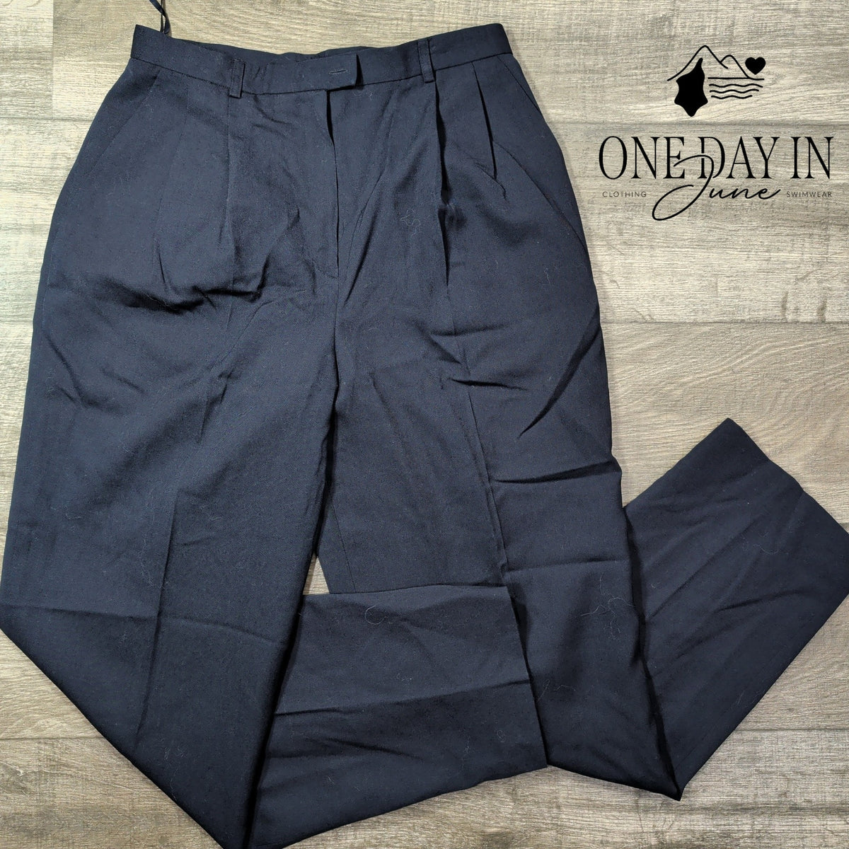 Evan Picone Womens High Rise Pleated Wool Dress Pants Navy NWT Size 12