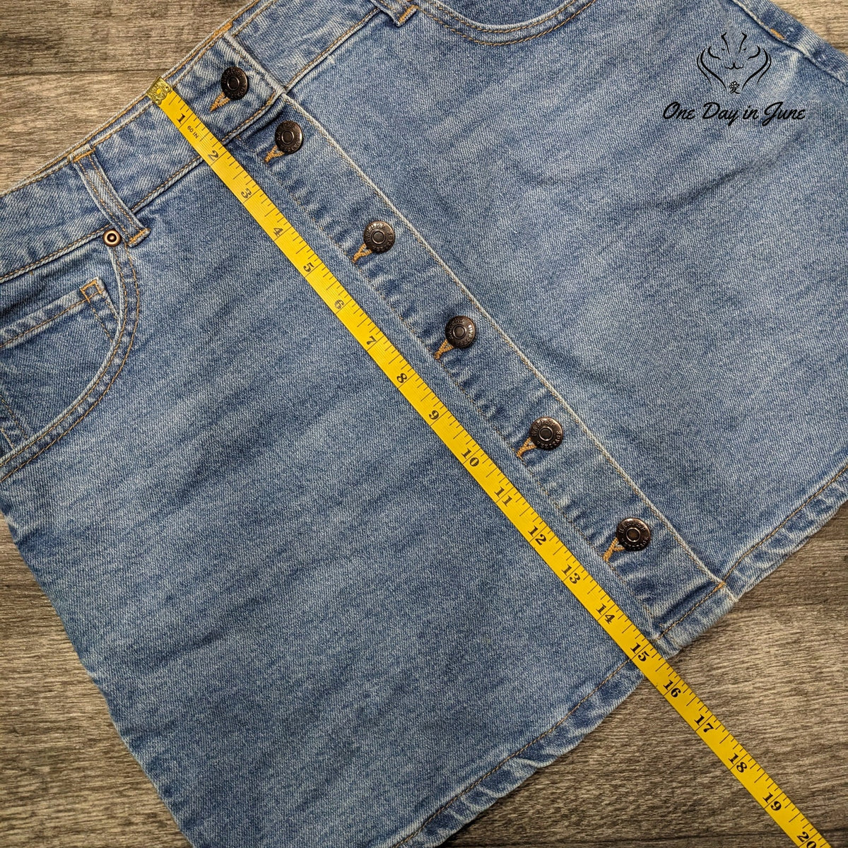 Harper Heritage Francesca Button Front Denim Mini Skirt Blue NWT Size L