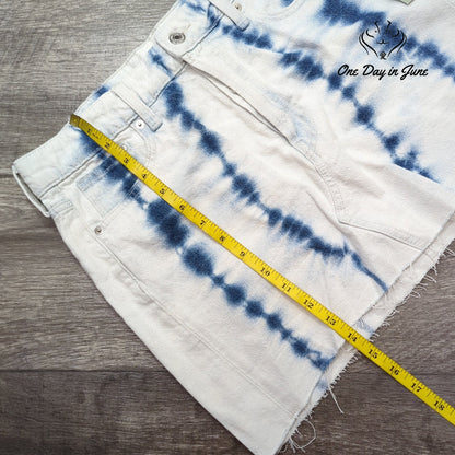 &Denim Divided &Denim Tie Dye Denim Cutoff Shorts Blue White NWT Size S