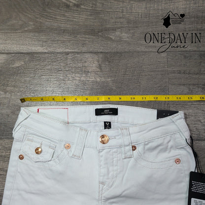 True Religion Joey Low Rise Flare Jeans White Distressed NWT Size 0 (25)