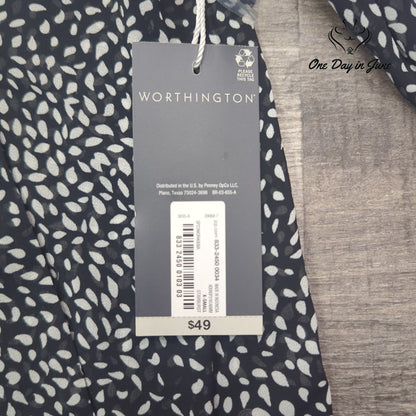 Worthington Long Sleeve Button Front Sheer Top Size XS