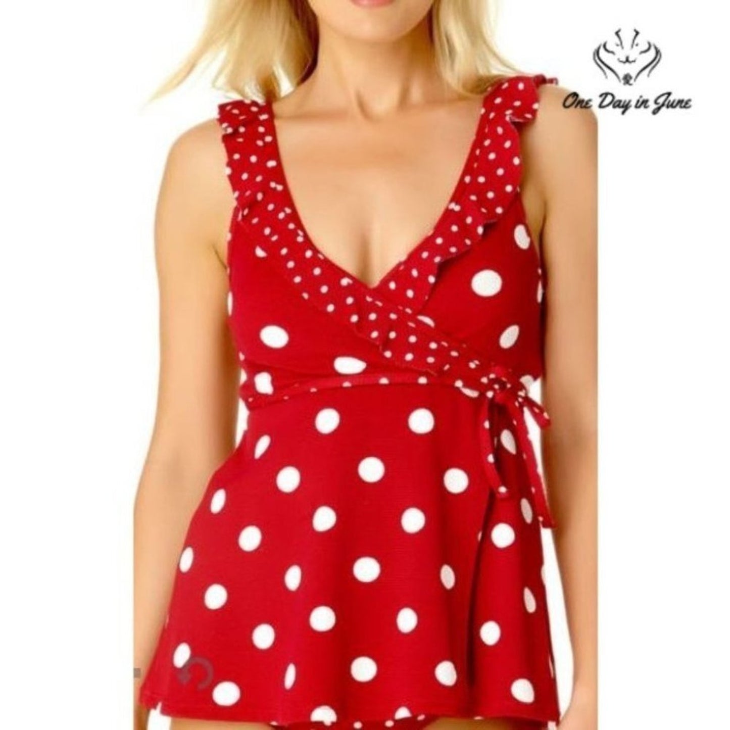 Liz Claiborne Dots Tankini Top Size S