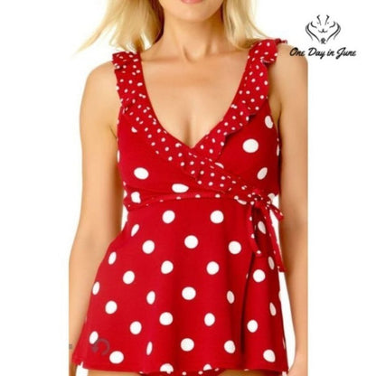 Liz Claiborne Dots Tankini Top Size S