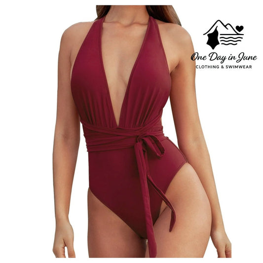 Cupshe Tie Wrap V Neck One Piece Swimsuit Size S