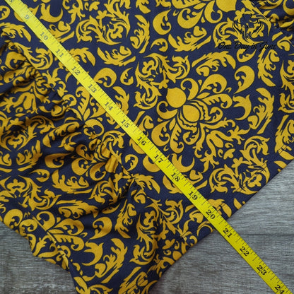 Xhilaration Navy Gold Baroque Floral Ruched Pencil Skirt NWT Size M