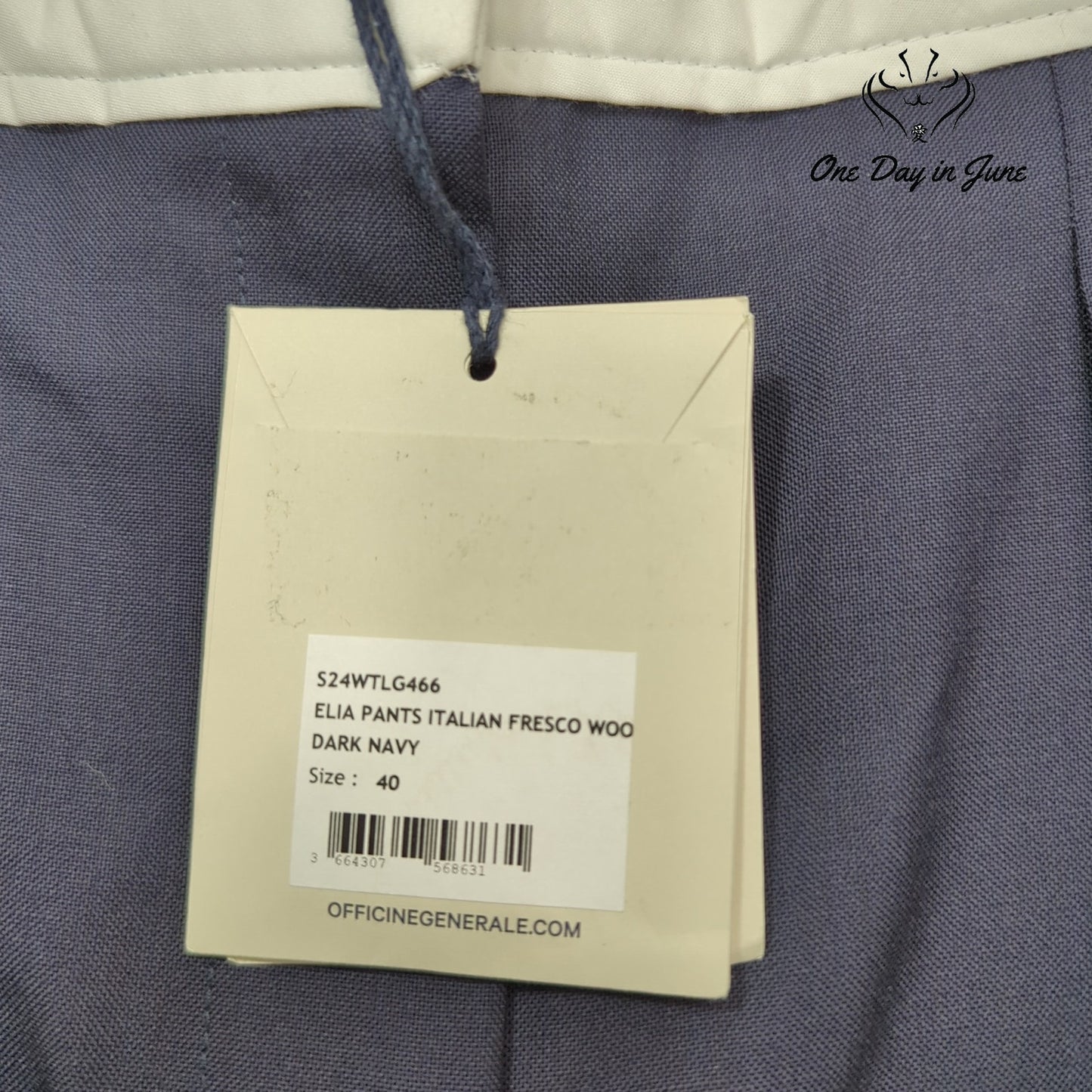 Officine Generale Elia Italian Fresco Wool Wide Leg Pants Navy NWT Size 40 (12)