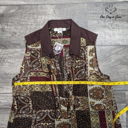 Simply Noelle Extra Long Sheer Collared Top Size S/M