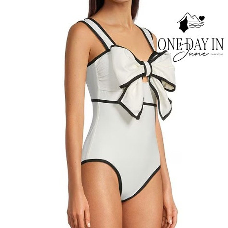 Flaxmaker Bow Front One Piece Swimsuit Size L