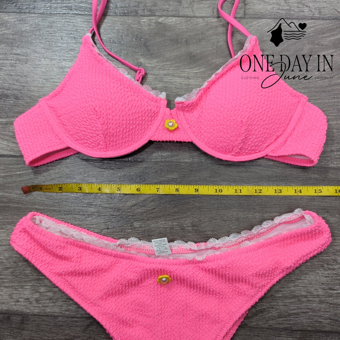 Aleumdr Smocked Underwire Bikini Swimsuit Size L