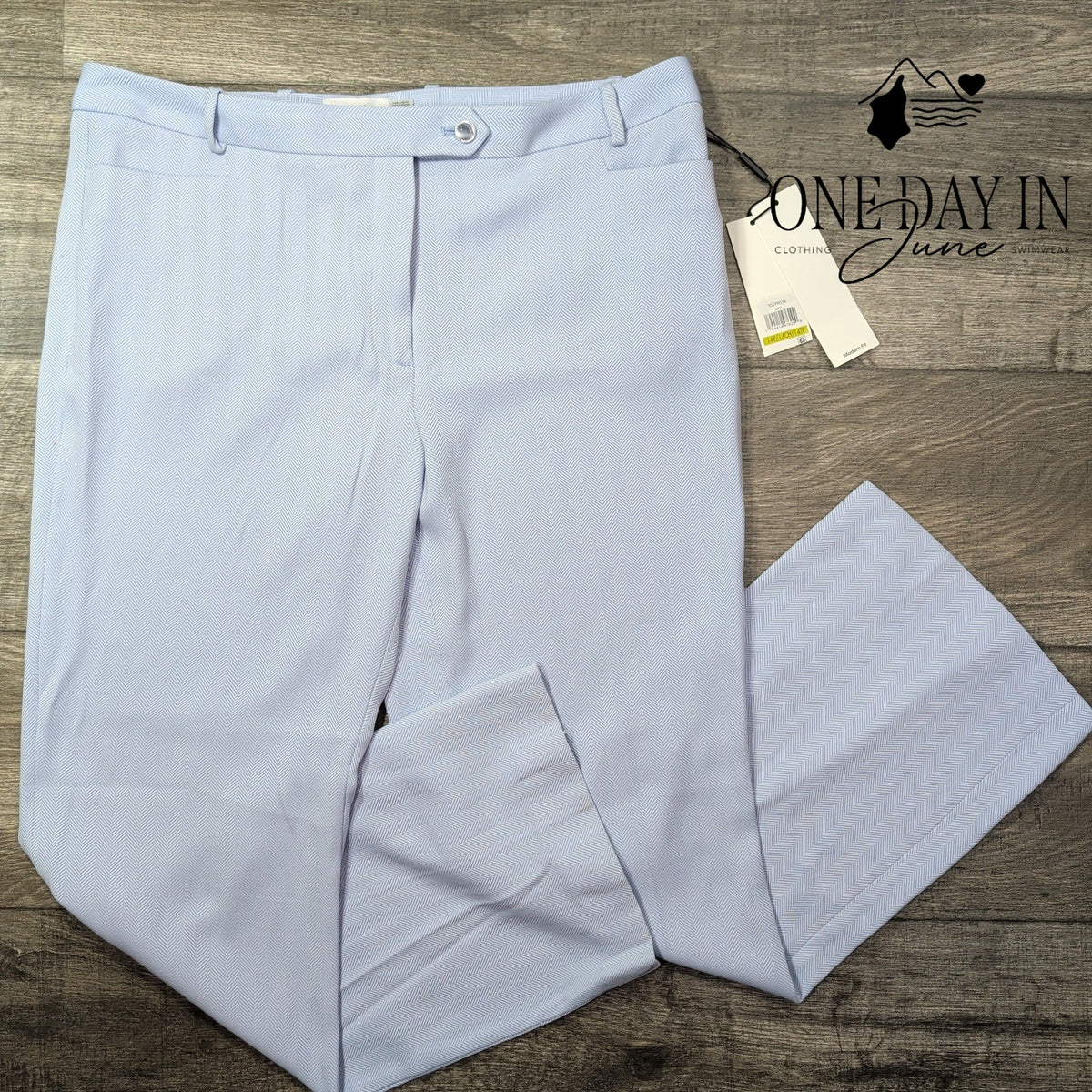 Calvin Klein Petite Modern Fit Herringbone Tapered Dress Pants Blue NWT Size 14P