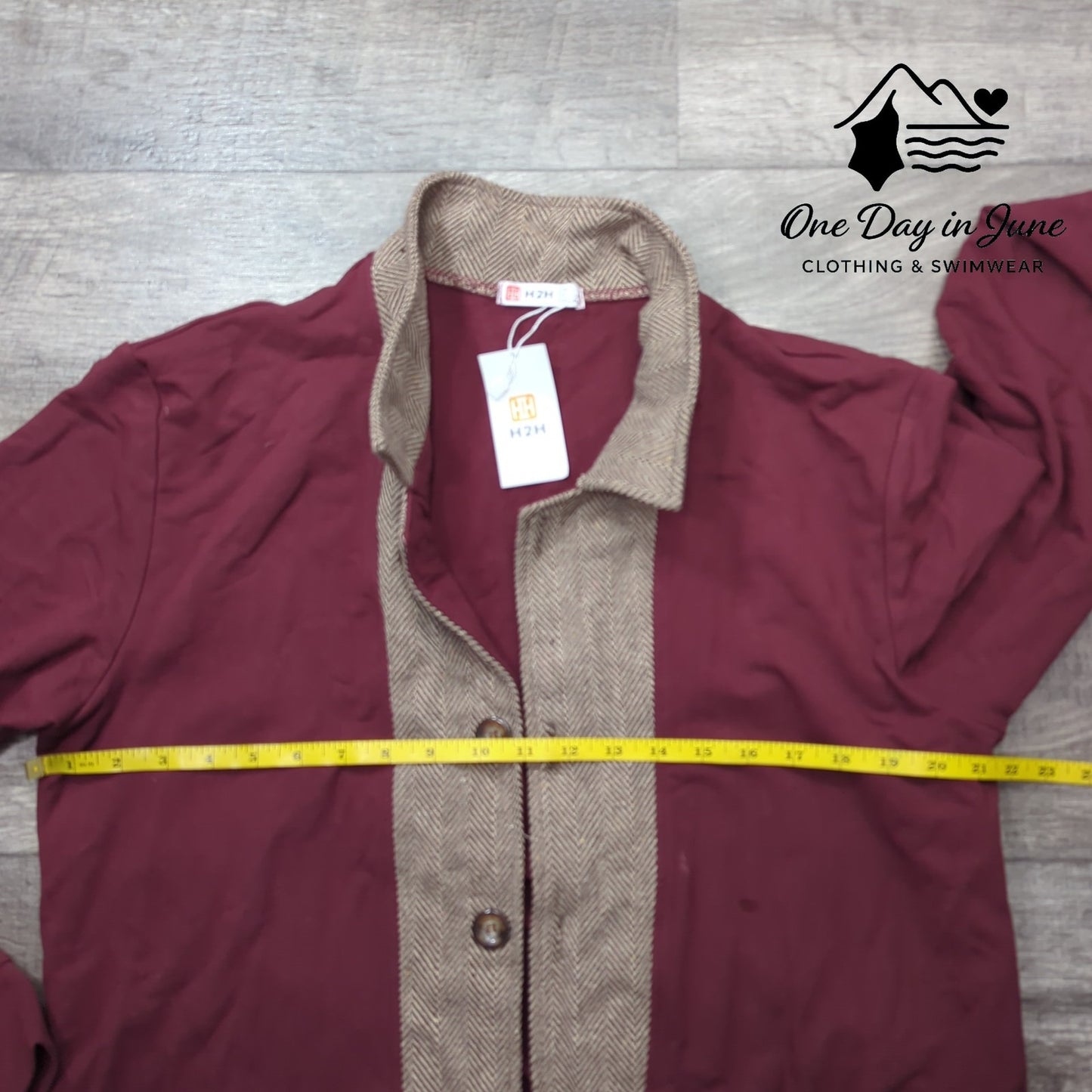H2H Collared Long Sleeve Button Front Jacket Size L