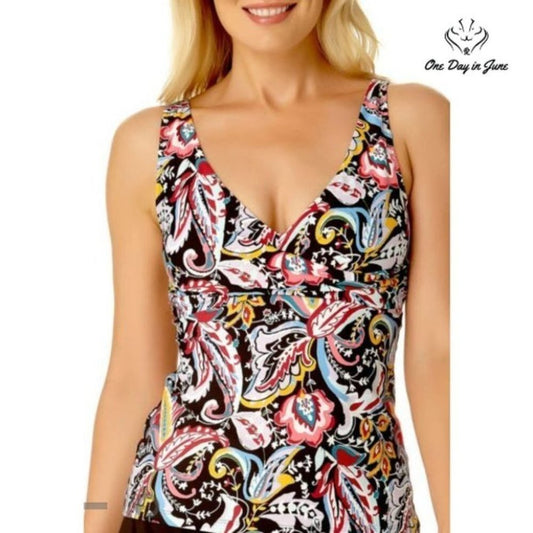Liz Claiborne Paisley Tankini Top Size S