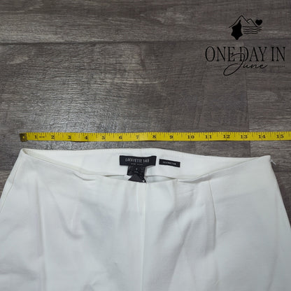 Lafayette 148 Lexington Ankle Pants White Cotton Stretch NWT $278 Size 2