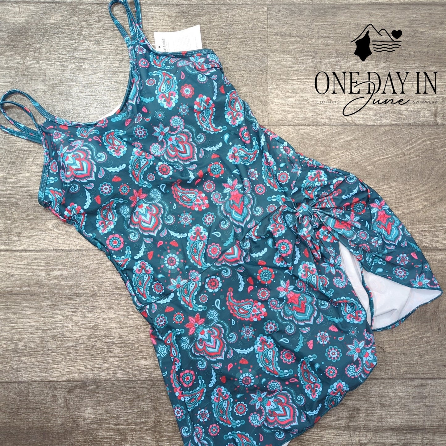 Eomenie Paisley Swimdress One Piece Swimsuit Size L