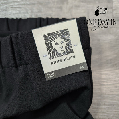 Anne Klein NWT Plus Size Slim Crop Pull On Pants Black Stretch Career Size 3X