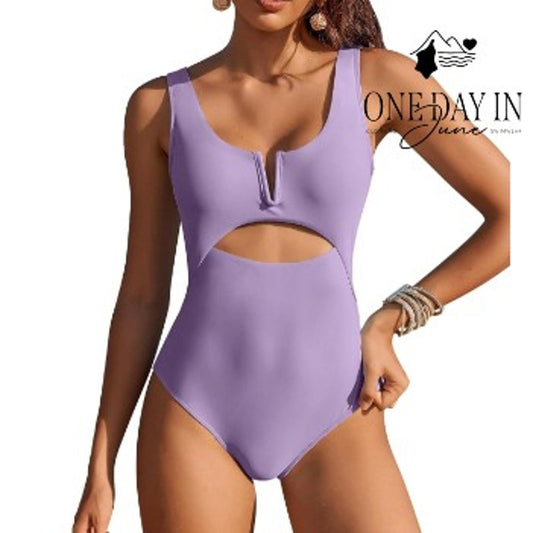 Aimage V Wire Cut Out One Piece Swimsuit Size XL